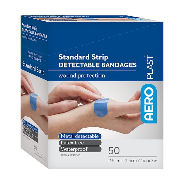 Aero Healthcare Metal Detectable Extra Wide Strip Bandages 1in x 3in 50/box AD1050US - main